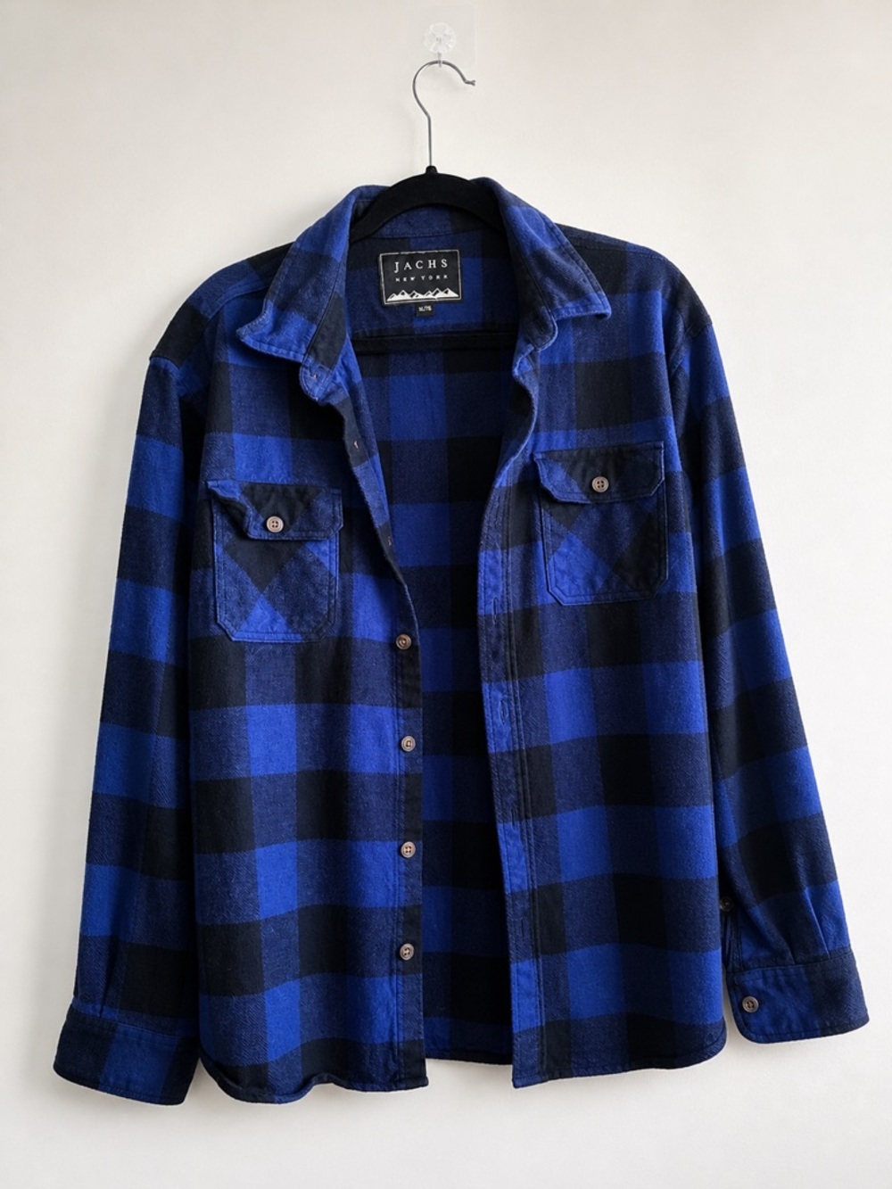 JACHS New York Blue Black Buffalo Plaid Flannel Shirt XL Oversized